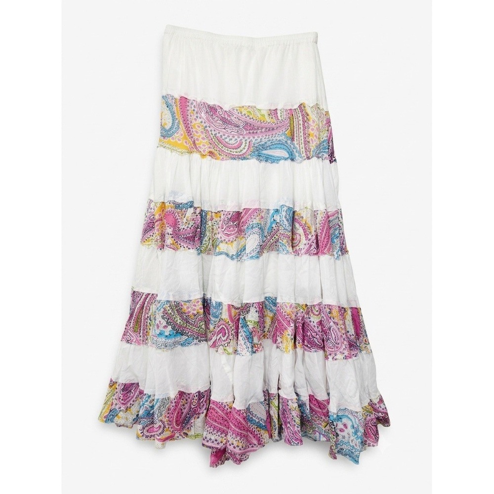 Boho Fairy Midi Cotton Skirt Small Womens Festival Hippie Lined Earthy
